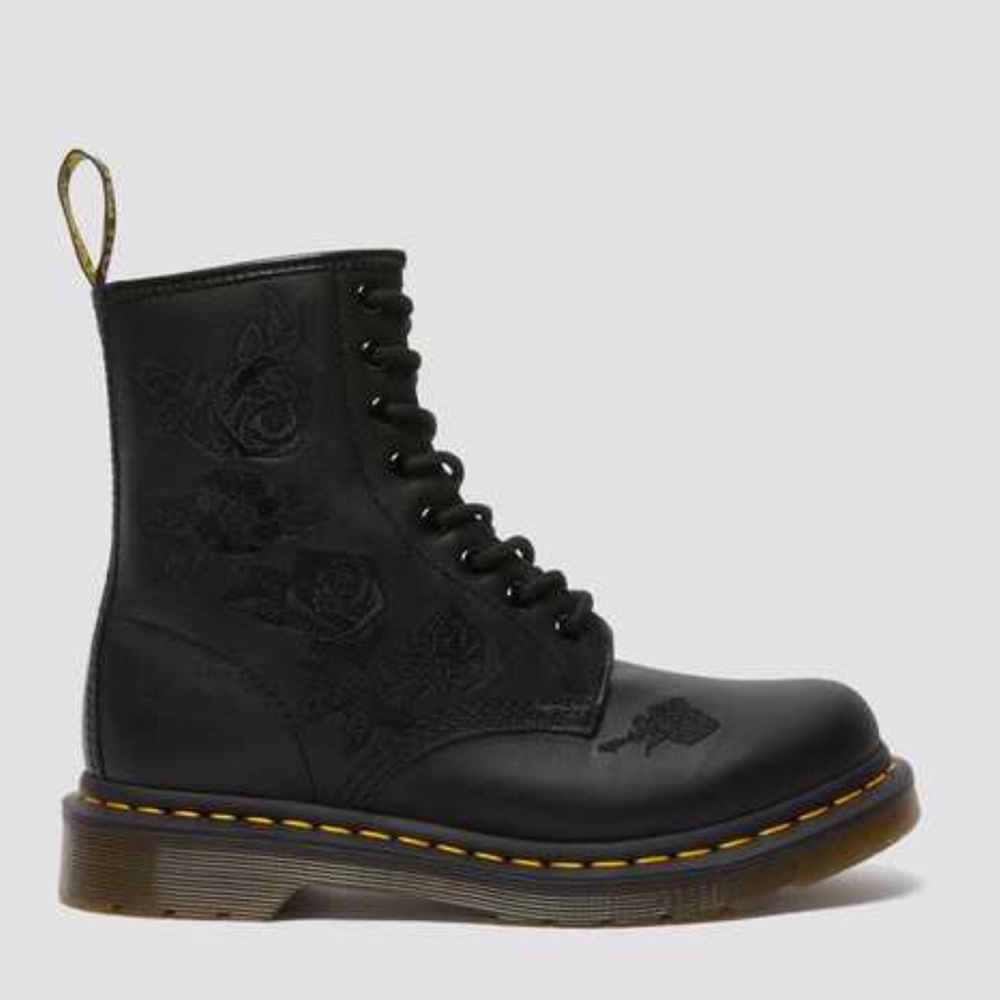1460 Vonda Floral embroidered, Leather lace-up 8-eyelets.
